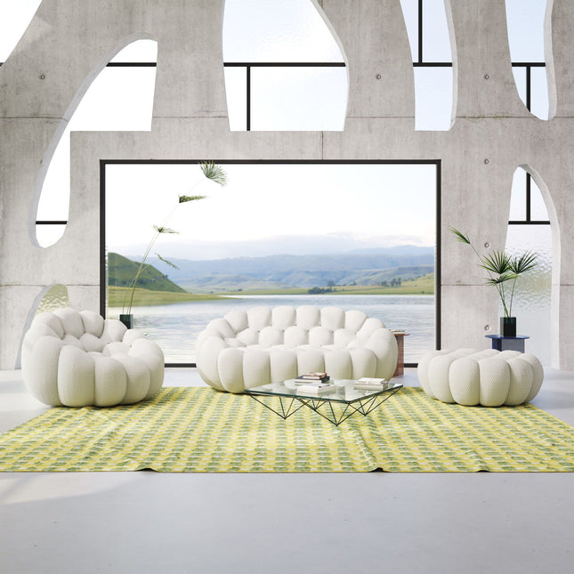 Solenza Bubble | 2-Seat Modular Loveseat + Modular Sofa Chair + Ottoman  | 3D-Knitted Fabric