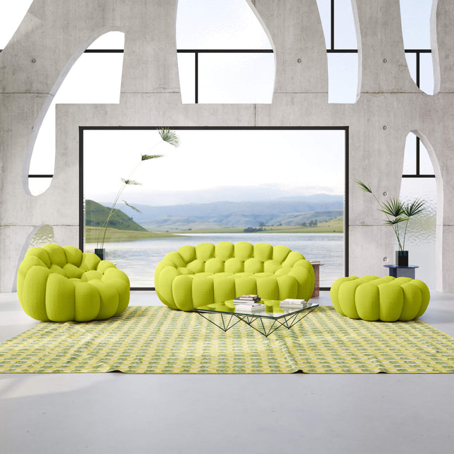 Solenza Bubble | 2-Seat Modular Loveseat + Modular Sofa Chair + Ottoman  | 3D-Knitted Fabric