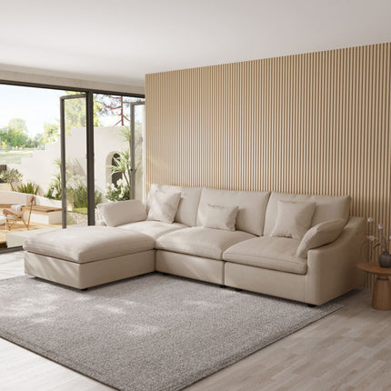 Solenza Casa Nova | 119" 3-Seat Sectional + Ottoman | Washable Linen