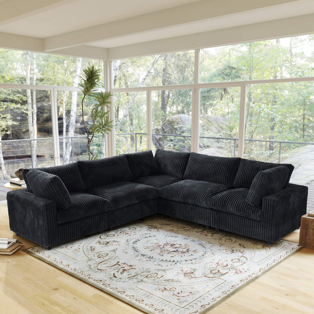 Solenza Palatina | 118" Cloud Modular V-Shaped Corner Sectional | Washable Plush Fabric