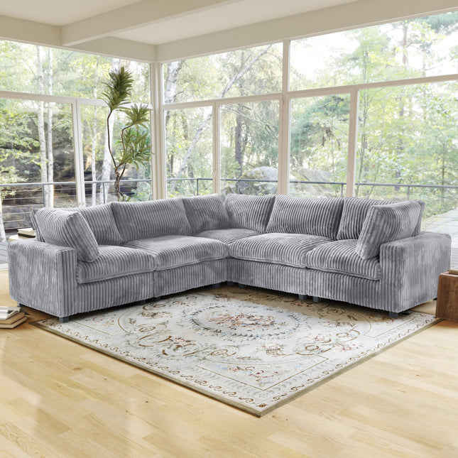 Solenza Palatina | 118" Cloud Modular V-Shaped Corner Sectional | Washable Plush Fabric
