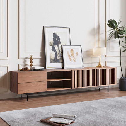 Solenza Legno | Mid-Century Slatted TV Stand | 70"