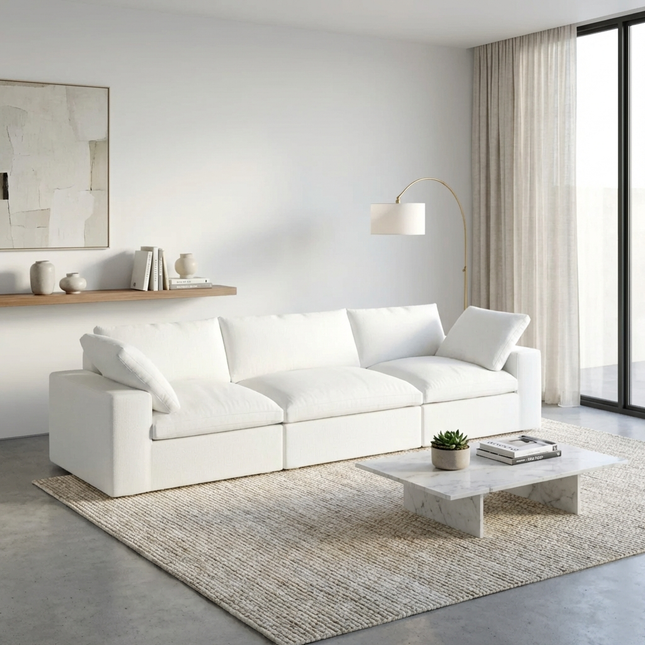 Solenza Nuvia | 120" Cloud Modular 3-Seat Sectional - Washable Linen Covers