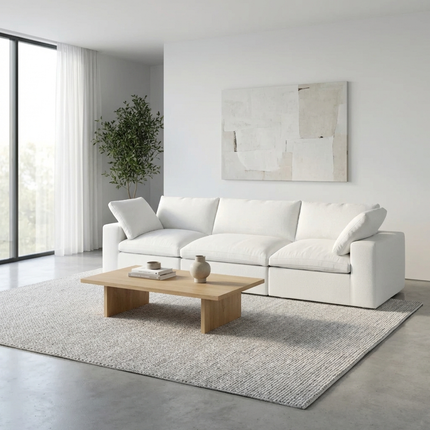 Solenza Nuvia | 120" Cloud Modular 3-Seat Sectional - Washable Linen Covers