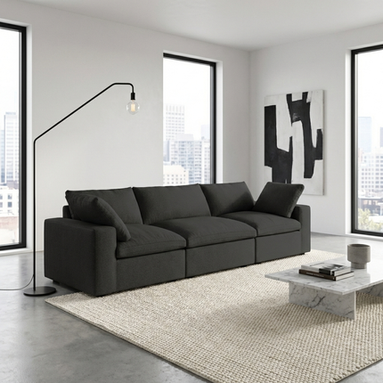 Solenza Nuvia | 120" Cloud Modular 3-Seat Sectional - Washable Linen Covers