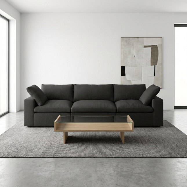 Solenza Nuvia | 120" Cloud Modular 3-Seat Sectional - Washable Linen Covers