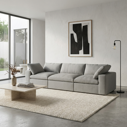 Solenza Nuvia | 120" Cloud Modular 3-Seat Sectional - Washable Linen Covers