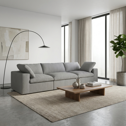 Solenza Nuvia | 120" Cloud Modular 3-Seat Sectional - Washable Linen Covers