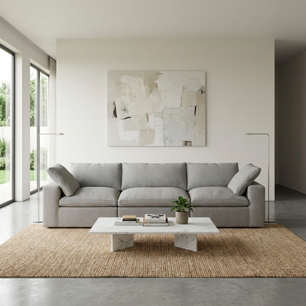 Solenza Nuvia | 120" Cloud Modular 3-Seat Sectional - Washable Linen Covers