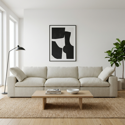 Solenza Nuvia | 120" Cloud Modular 3-Seat Sectional - Washable Linen Covers