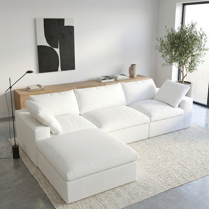 Solenza Nuvia | 120" Cloud Modular Sectional Sofa with Ottoman | Washable