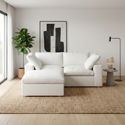 Solenza Nuvia | 80" Cloud Modular Sectional Sofa with Ottoman | Washable