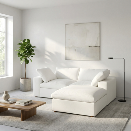 Solenza Nuvia | 80" Cloud Modular Sectional Sofa with Ottoman | Washable