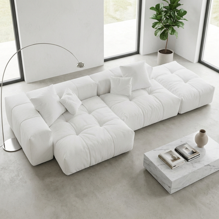 Solenza Elysian | 119" Modular 3-Seater Sectional + Ottoman | Washable Linen Sofa