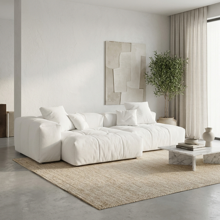 Solenza Elysian | 92" Modular 2-Seater Deep Seat Sectional | Washable Linen Sofa