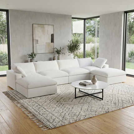 Solenza Nuvia | 160" U-Shaped Cloud Modular Sofa with 2 Ottomans | Washable