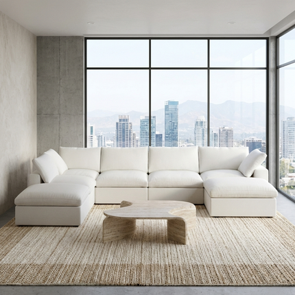 Solenza Nuvia | 160" Cloud Modular 7-Seat Sofa with 2 Ottomans | Washable