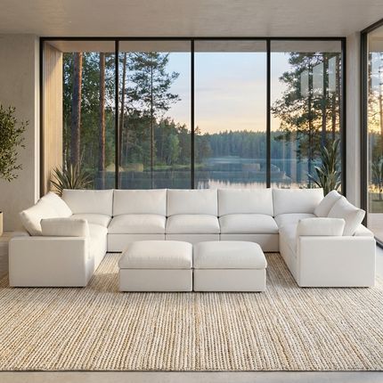 Solenza Nuvia | 201" U-Shaped Cloud Modular 9-Seat with 2 Ottomans | Washable
