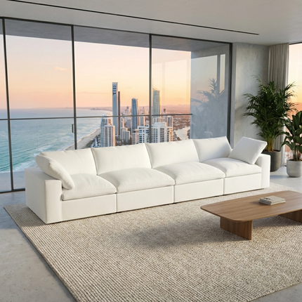 Solenza Nuvia | 160" Cloud Modular 4-Seat Sectional Sofa | Washable