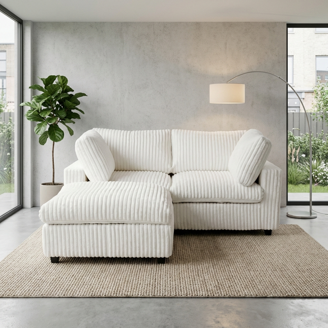 Solenza Palatina | 79" Cloud Modular 2-Seater Sectional + Ottoman | Washable Plush Fabric