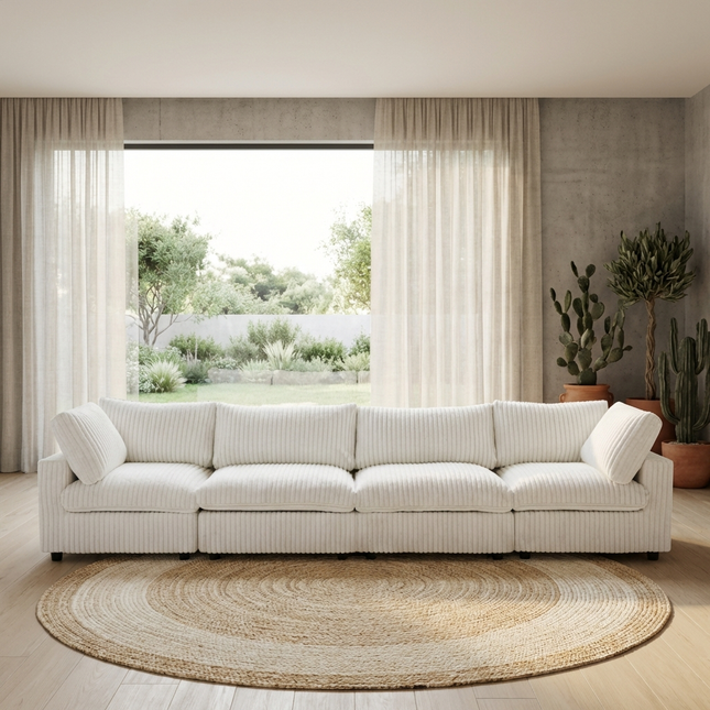 Solenza Palatina | 157" XL Cloud Modular 4-Seater Sofa | Washable Plush Fabric