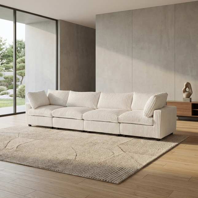 Solenza Palatina | 157" XL Cloud Modular 4-Seater Sofa | Washable Plush Fabric