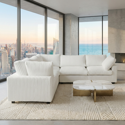 Solenza Palatina | 118" Cloud Modular V-Shaped Corner Sectional | Washable Plush Fabric