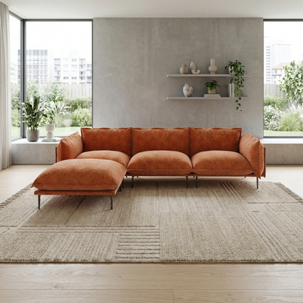 Solenza Aurora | 111" Cloud Modular 3-Seater Sectional + Ottoman - Washable Velvet