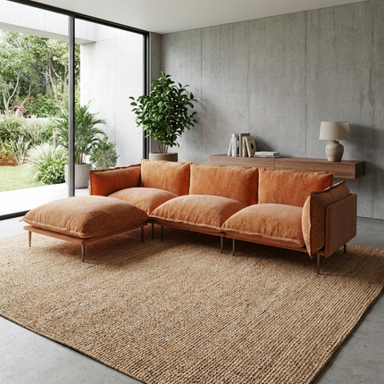 Solenza Aurora | 111" Cloud Modular 3-Seater Sectional + Ottoman - Washable Velvet