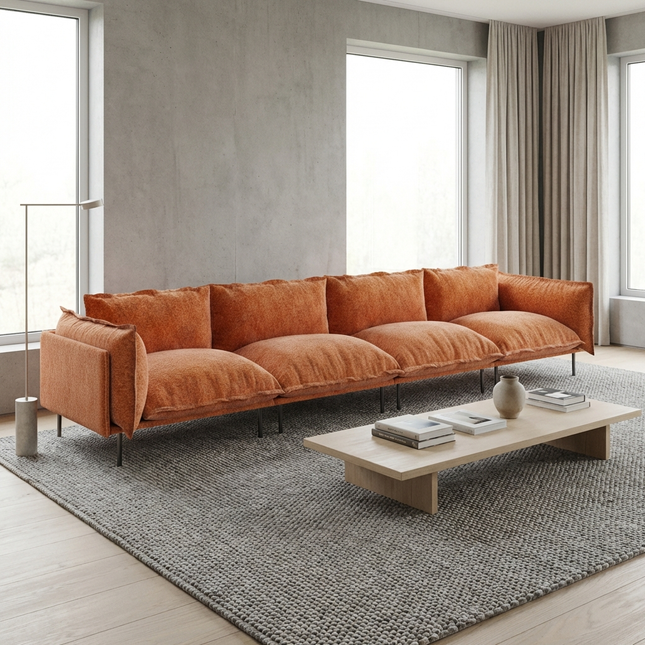 Solenza Aurora | 147" XL Cloud Modular 4-Seater Sofa - Washable Velvet