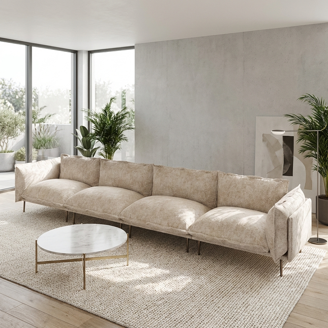 Solenza Aurora | 147" XL Cloud Modular 4-Seater Sofa - Washable Velvet
