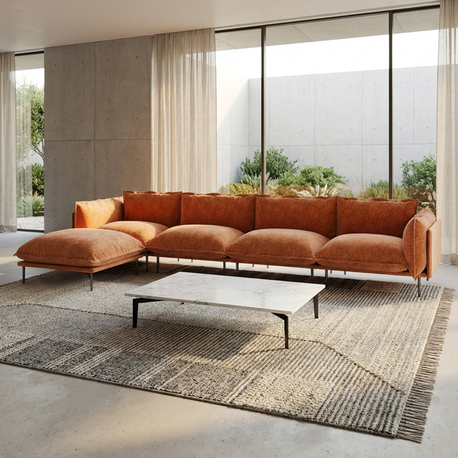 Solenza Aurora | 147" XL Cloud Modular 4-Seater Sectional + Ottoman - Washable Velvet