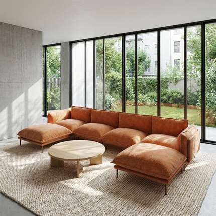 Solenza Aurora | 147" XL Cloud Modular U-Shaped Sectional + 2 Ottomans - Washable Velvet