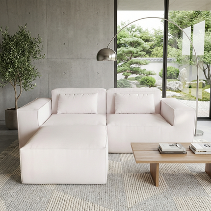 Solenza Mellow | 83" Cloud Modular 2-Seater Sectional + Ottoman | Washable Velvet Sofa