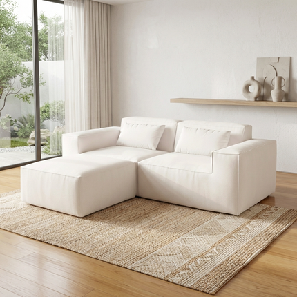 Solenza Mellow | 83" Cloud Modular 2-Seater Sectional + Ottoman | Washable Velvet Sofa