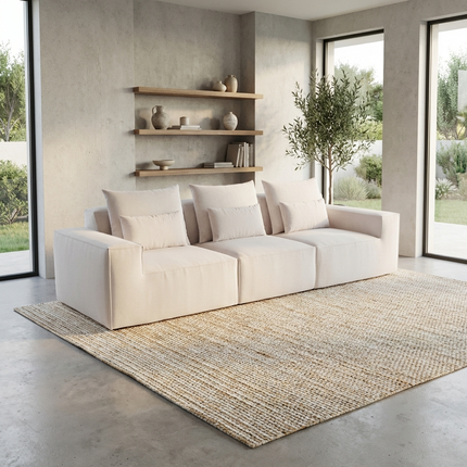 Solenza Mellow | 118" Cloud Modular 3-Seater Sofa | Washable Velvet Sofa