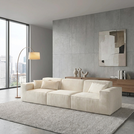 Solenza Mellow | 118" Cloud Modular 3-Seater Sofa | Washable Velvet Sofa