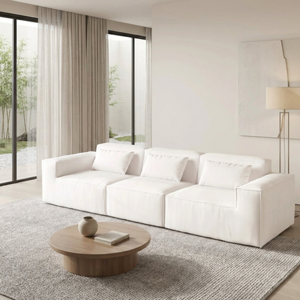 Solenza Mellow | 118" Cloud Modular 3-Seater Sofa | Washable Velvet Sofa