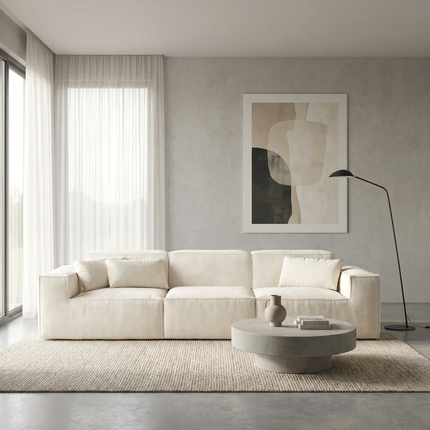 Solenza Mellow | 118" Cloud Modular 3-Seater Sofa | Washable Velvet Sofa