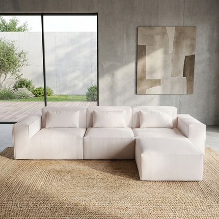 Solenza Mellow | 118" Cloud Modular 3-Seater Sectional + Ottoman | Washable Velvet Sofa