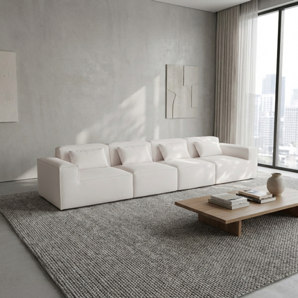 Solenza Mellow | 150" XL Cloud Modular 4-Seater Sofa | Washable Velvet Sofa