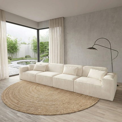 Solenza Mellow | 150" XL Cloud Modular 4-Seater Sofa | Washable Velvet Sofa