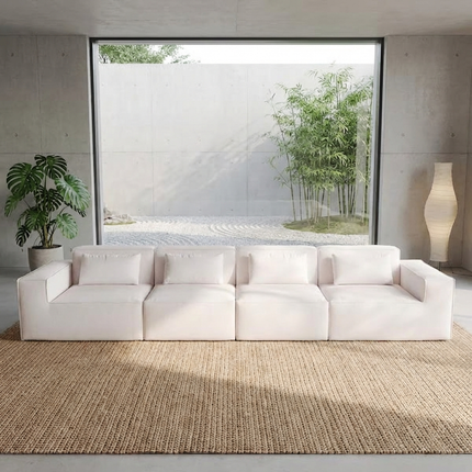 Solenza Mellow | 150" XL Cloud Modular 4-Seater Sofa | Washable Velvet Sofa