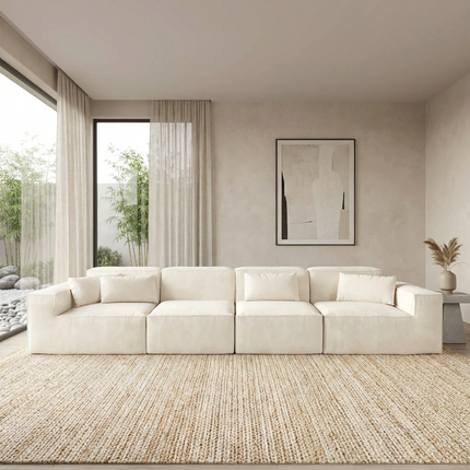 Solenza Mellow | 150" XL Cloud Modular 4-Seater Sofa | Washable Velvet Sofa