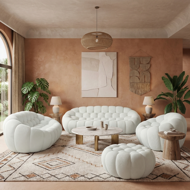 Solenza Bubble | 3-Seater + Loveseat + Chair + Ottoman | 3D-Knitted
