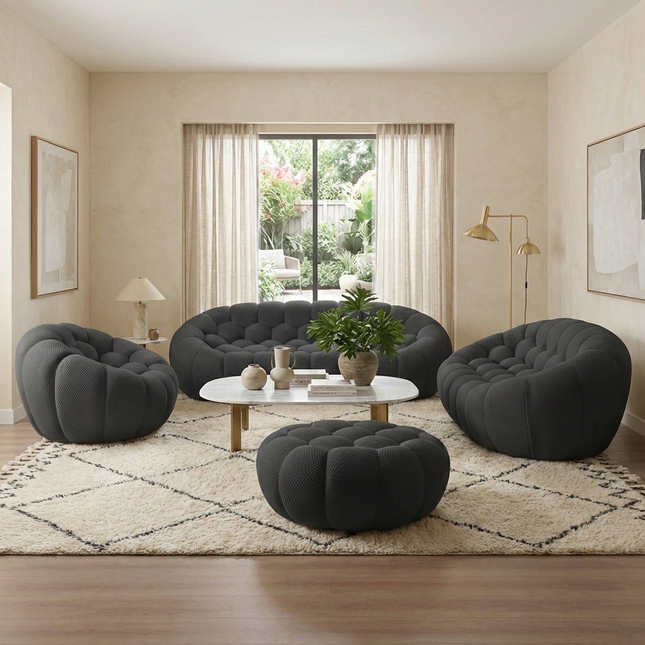 Solenza Bubble | 3-Seater + Loveseat + Chair + Ottoman | 3D-Knitted