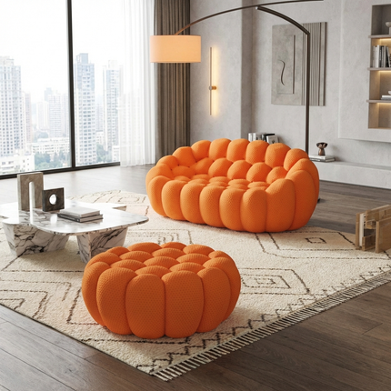 Solenza Bubble | 2-Seat Modular Loveseat + Ottoman | 3D-Knitted Fabric
