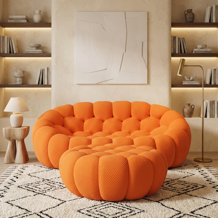 Solenza Bubble | 2-Seat Modular Loveseat + Ottoman | 3D-Knitted Fabric