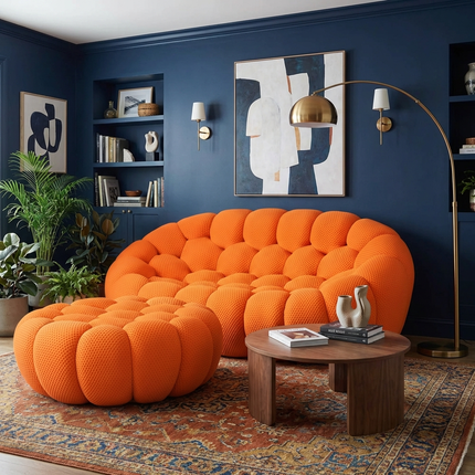 Solenza Bubble | 2-Seat Modular Loveseat + Ottoman | 3D-Knitted Fabric