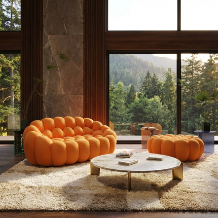 Solenza Bubble | 2-Seat Modular Loveseat + Ottoman | 3D-Knitted Fabric